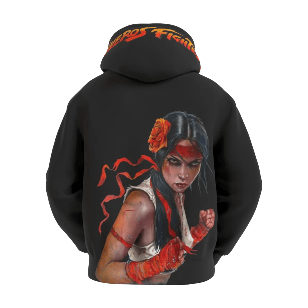 Hood Print Black Street Fighter Hoodie - 23point5 Shop